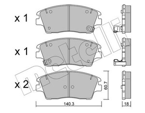 Фото Колодки гальмівні (передні) Hyundai ix35 13-/Tucson 15-/Elantra 16-/Kia Sportage 15- Metelli 22-1164-0